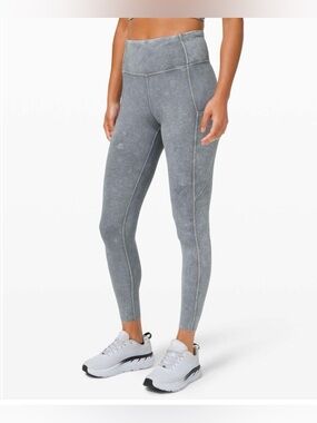 Lululemon Fast & Free HR Leggings 25" *Ice Dye in Ice Wash Asphalt Grey, Size 6